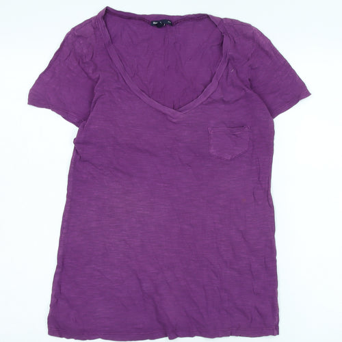 Gap Women's Purple V-Neck T-Shirt Size S