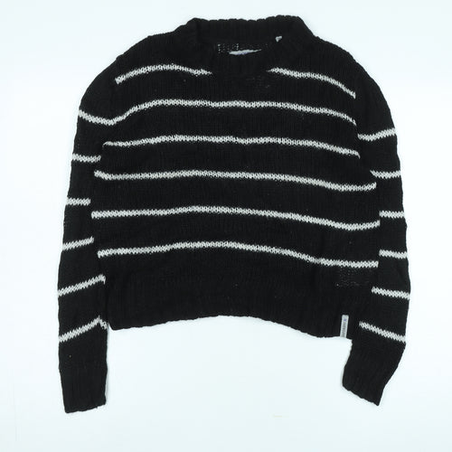 Superdry Women's Black Striped Pullover Jumper L