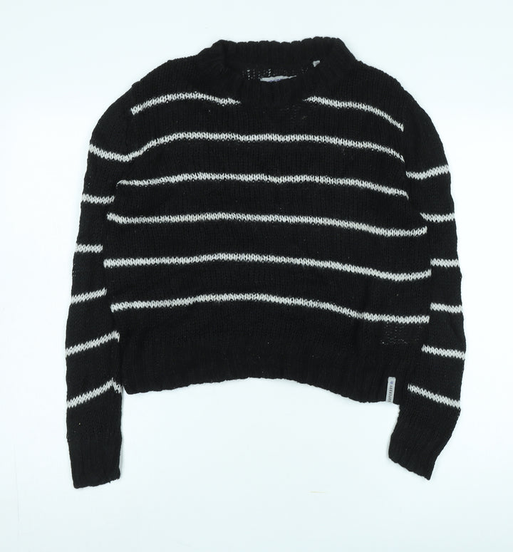 Superdry Women's Black Striped Pullover Jumper L