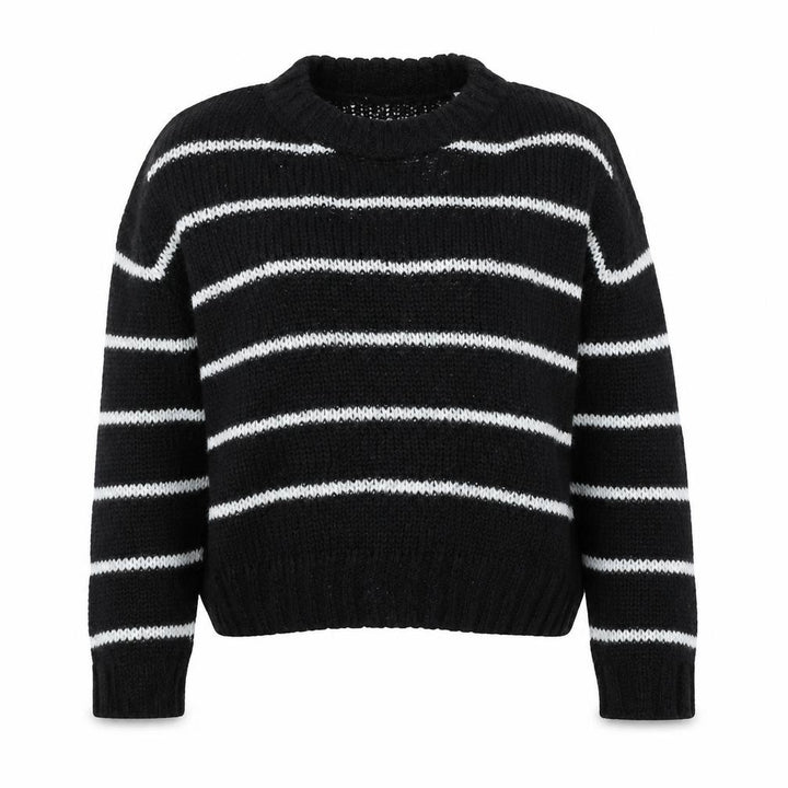 Superdry Women's Black Striped Pullover Jumper L