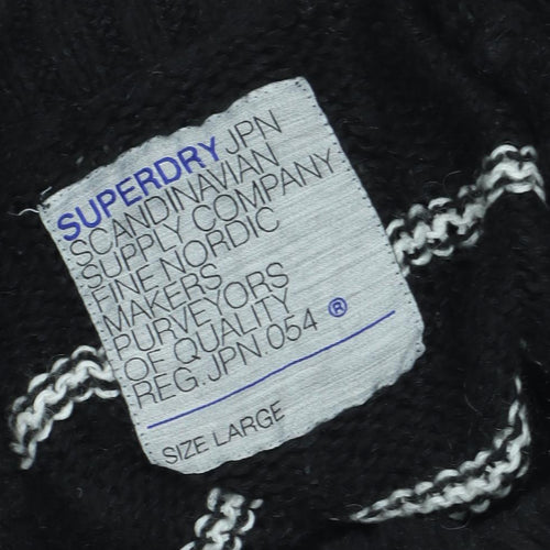 Superdry Women's Black Striped Pullover Jumper L