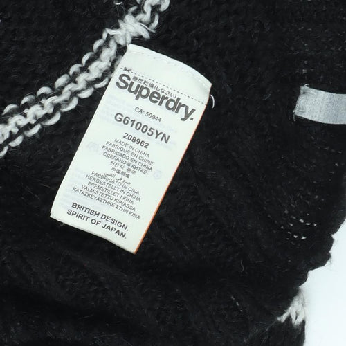 Superdry Women's Black Striped Pullover Jumper L