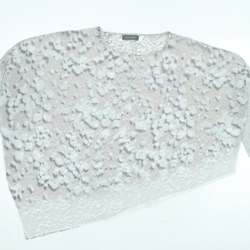Mint Velvet Women's Grey Abstract Cropped Blouse, Medium