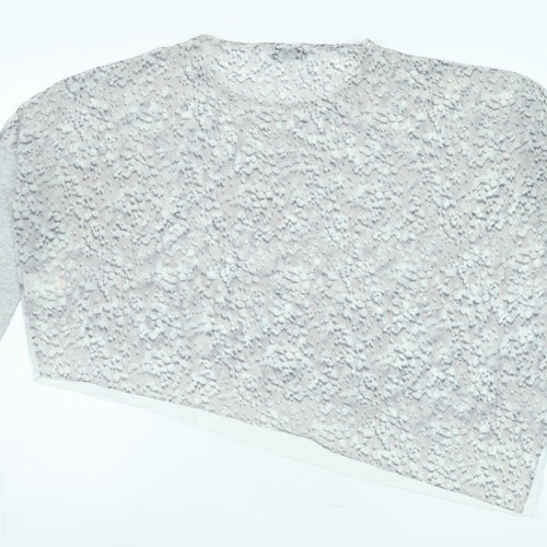 Mint Velvet Women's Grey Abstract Cropped Blouse, Medium