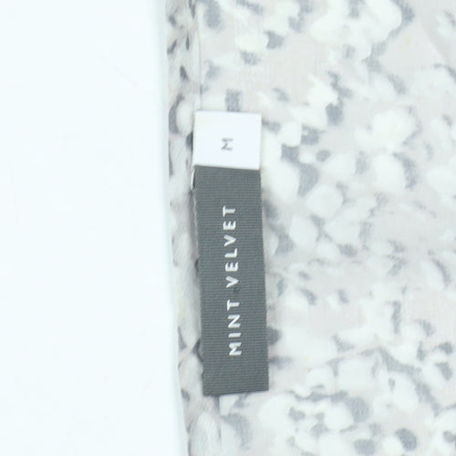 Mint Velvet Women's Grey Abstract Cropped Blouse, Medium