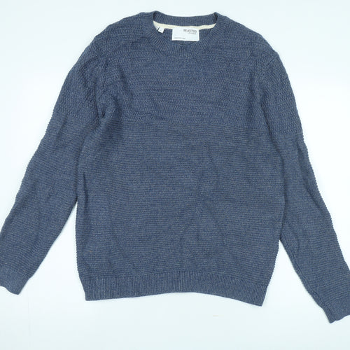 Selected Homme Blue Knit Pullover Jumper