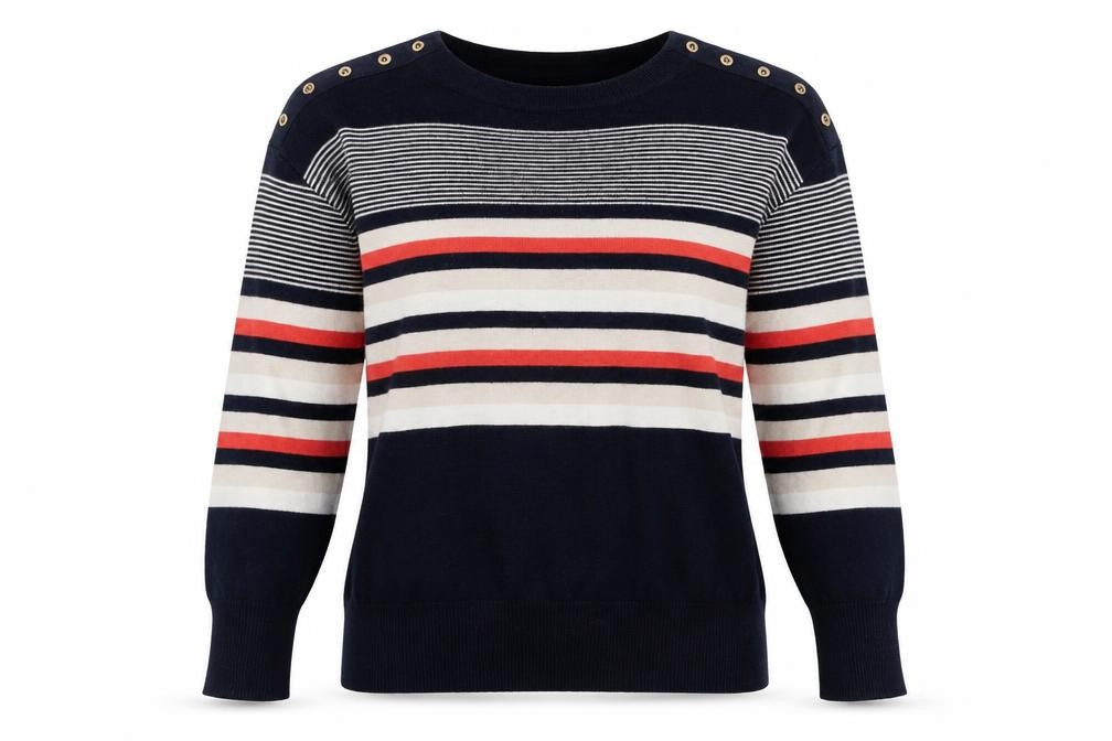 Front view of Isle Women's Multicoloured Striped jumper - S