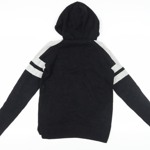 H&M Boys Black Hooded Full Zip Cotton Jumper, Size 12-14 Years