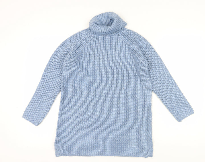 Marks and Spencer Girls Blue Roll Neck Jumper 10-11 Years