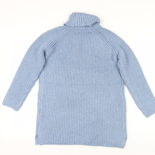 Marks and Spencer Girls Blue Roll Neck Jumper 10-11 Years