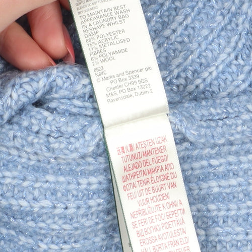 Marks and Spencer Girls Blue Roll Neck Jumper 10-11 Years