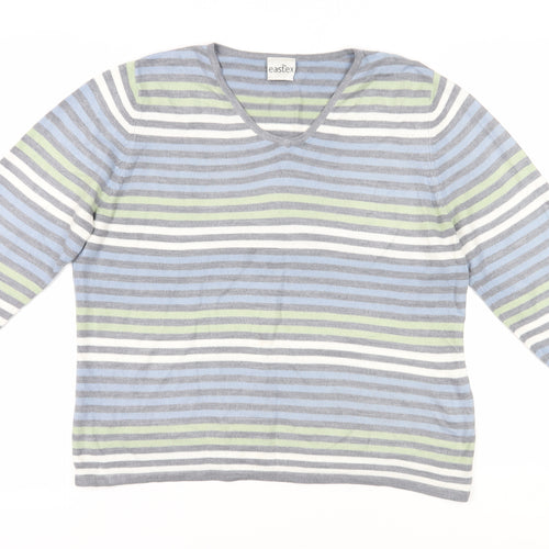 Eastex Women's Multicoloured V-Neck 3/4 Sleeve Pullover
