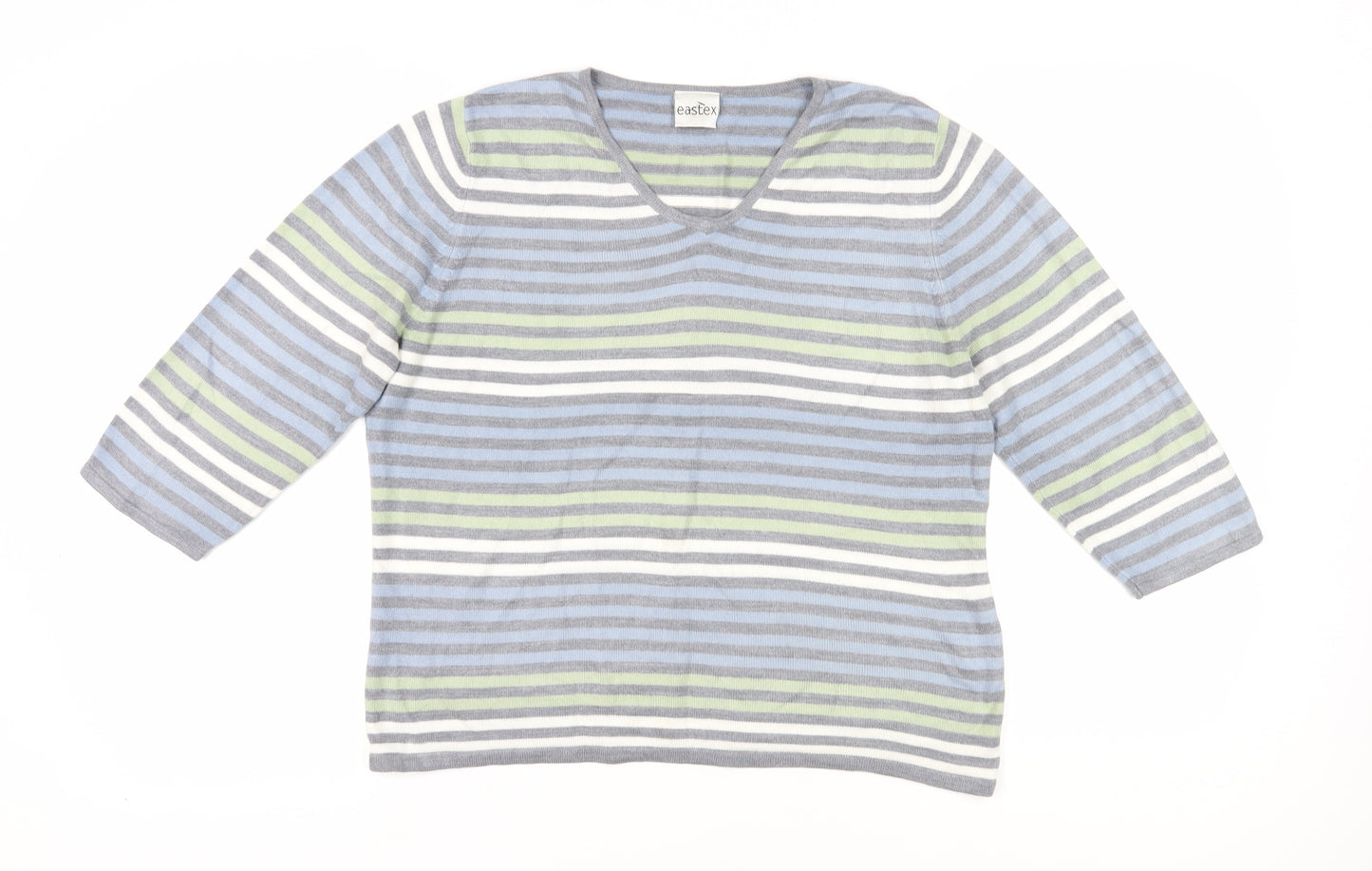Eastex Women's Multicoloured V-Neck 3/4 Sleeve Pullover