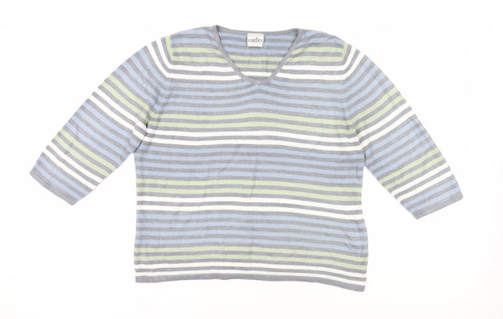 Eastex Women's Multicoloured V-Neck 3/4 Sleeve Pullover