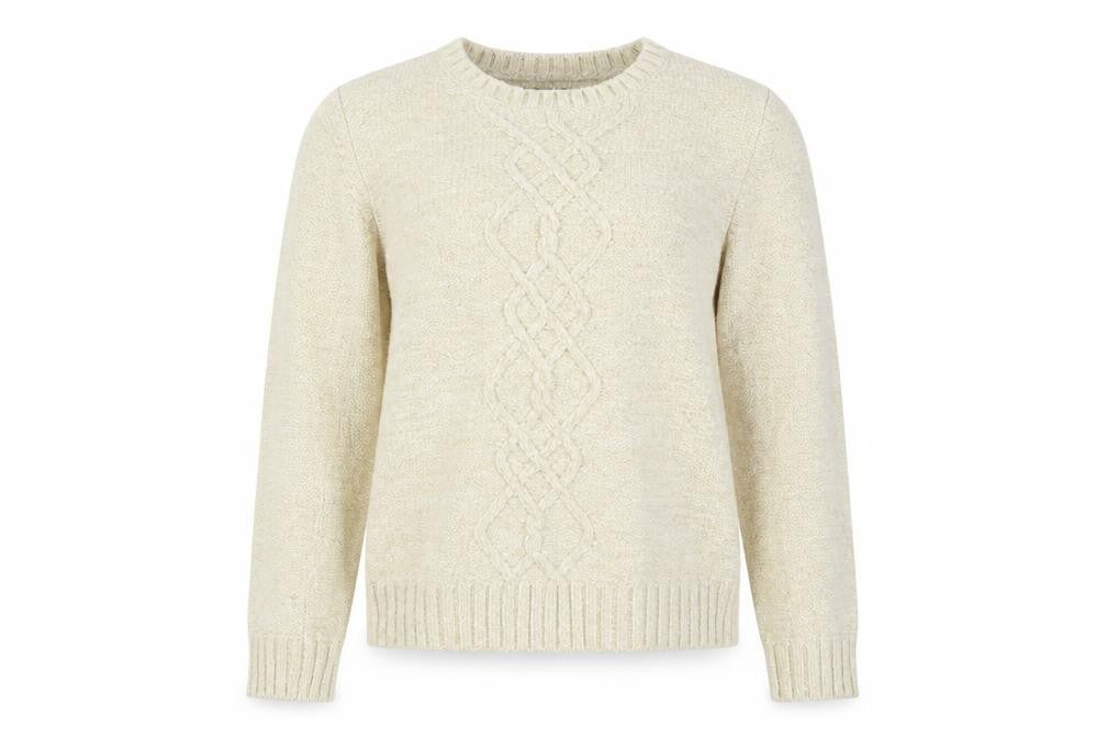 Front view of Bonmarché Women's Ivory, size 10, Crew Neck Jumper