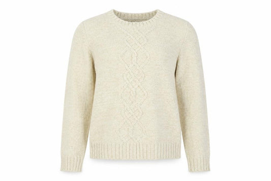 Front view of Bonmarché Women's Ivory, size 10, Crew Neck Jumper