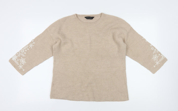 Dorothy Perkins Women's Beige Knit Pullover Jumper Size 12