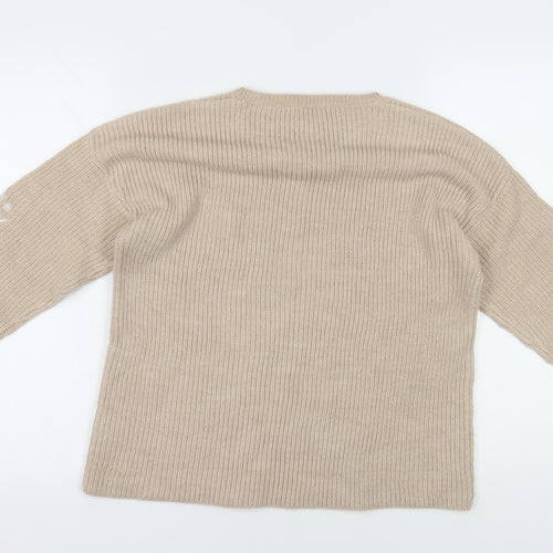 Dorothy Perkins Women's Beige Knit Pullover Jumper Size 12