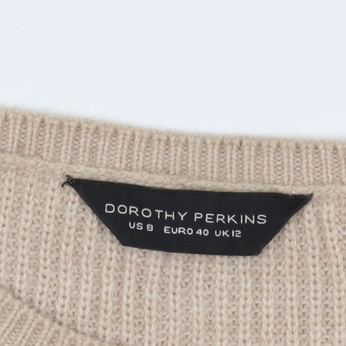 Dorothy Perkins Women's Beige Knit Pullover Jumper Size 12