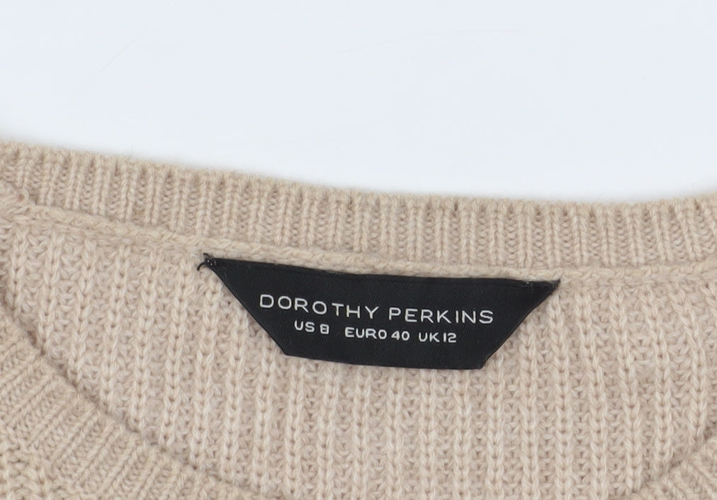 Dorothy Perkins Women's Beige Knit Pullover Jumper Size 12