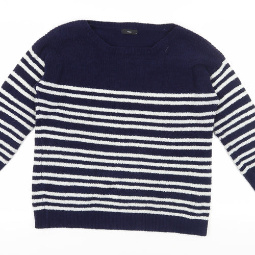 M&Co Women's Navy Striped Pullover Jumper Size 16