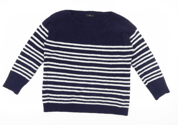 M&Co Women's Navy Striped Pullover Jumper Size 16