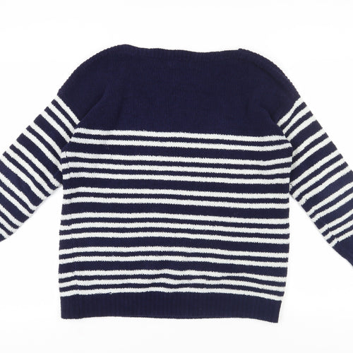 M&Co Women's Navy Striped Pullover Jumper Size 16