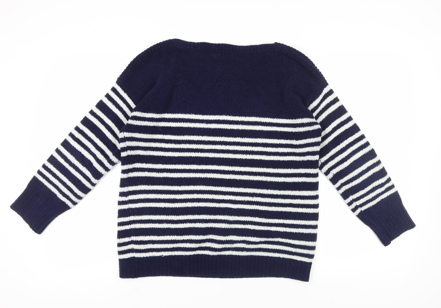 M&Co Women's Navy Striped Pullover Jumper Size 16