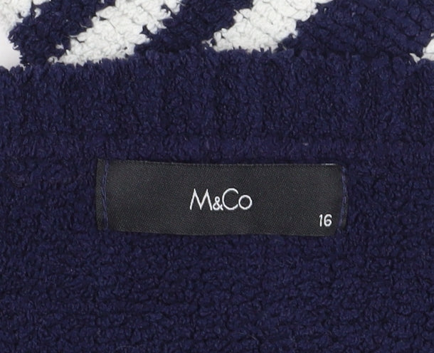 M&Co Women's Navy Striped Pullover Jumper Size 16