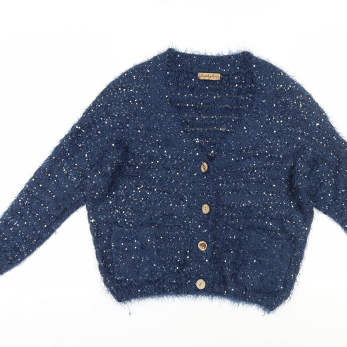 Sophylin Women's Blue Sequin Cardigan Jumper S