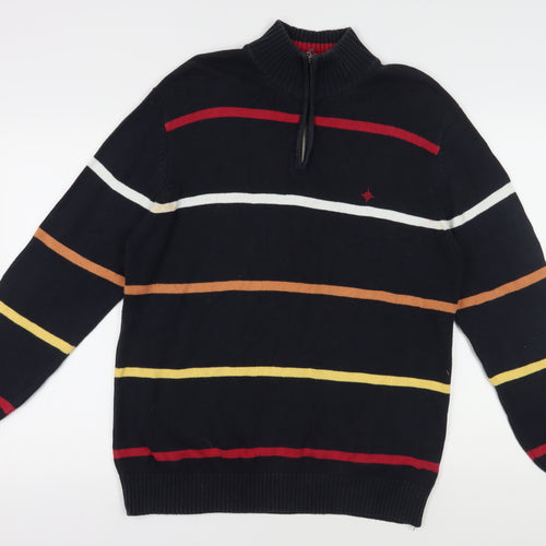 Debenhams Men's Black Stripe Full Zip Jumper - M