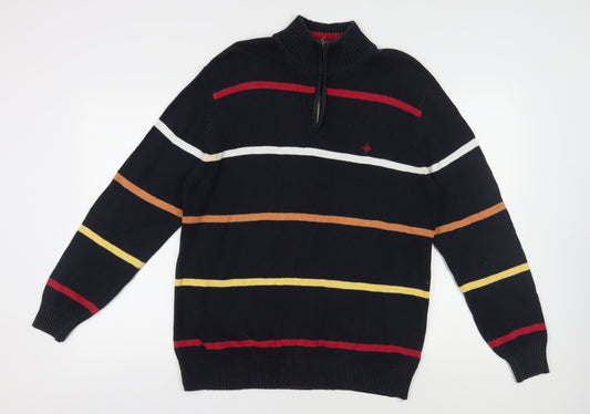 Debenhams Men's Black Stripe Full Zip Jumper - M