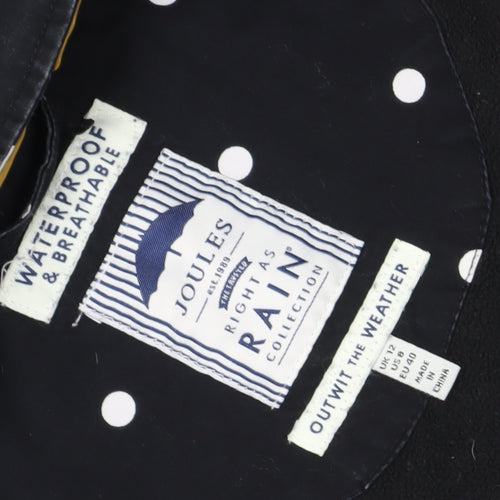 Joules Women's Black Polka Dot Rain Coat Size 12