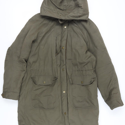 H&M Women's Green Parka Coat S - Hooded & Padded