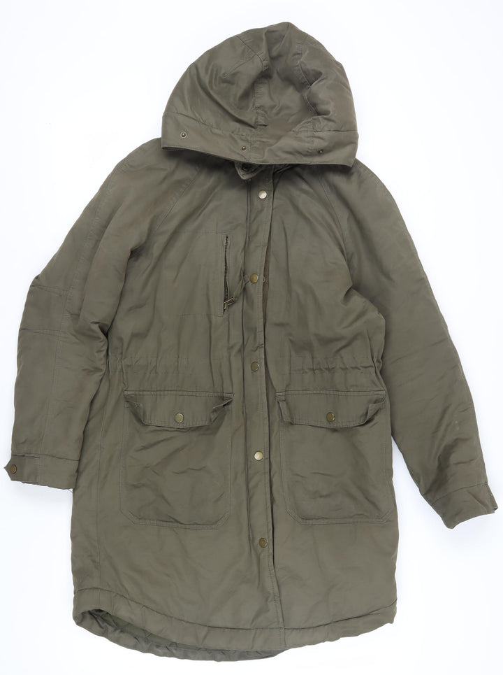 H&M Women's Green Parka Coat S - Hooded & Padded