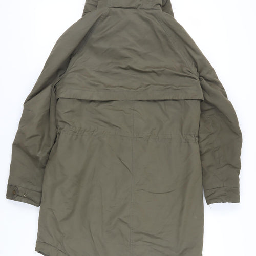 H&M Women's Green Parka Coat S - Hooded & Padded