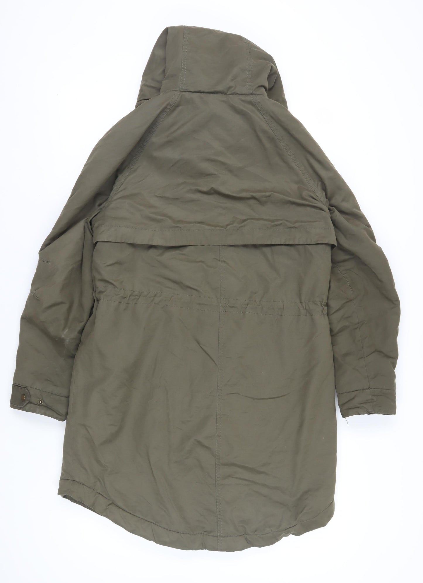 H&M Women's Green Parka Coat S - Hooded & Padded
