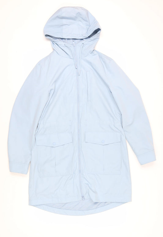 Marks and Spencer Blue Women's Rain Coat, Size 10, Hooded