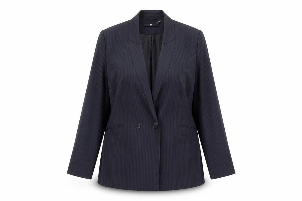Front view of Very Women's Black Pinstripe Suit Jacket, size 16