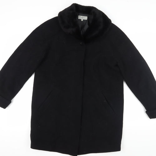 Marks & Spencer Women's Black Wool Coat Size 12 Formal