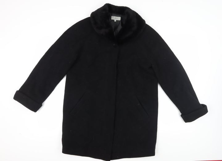 Marks & Spencer Women's Black Wool Coat Size 12 Formal