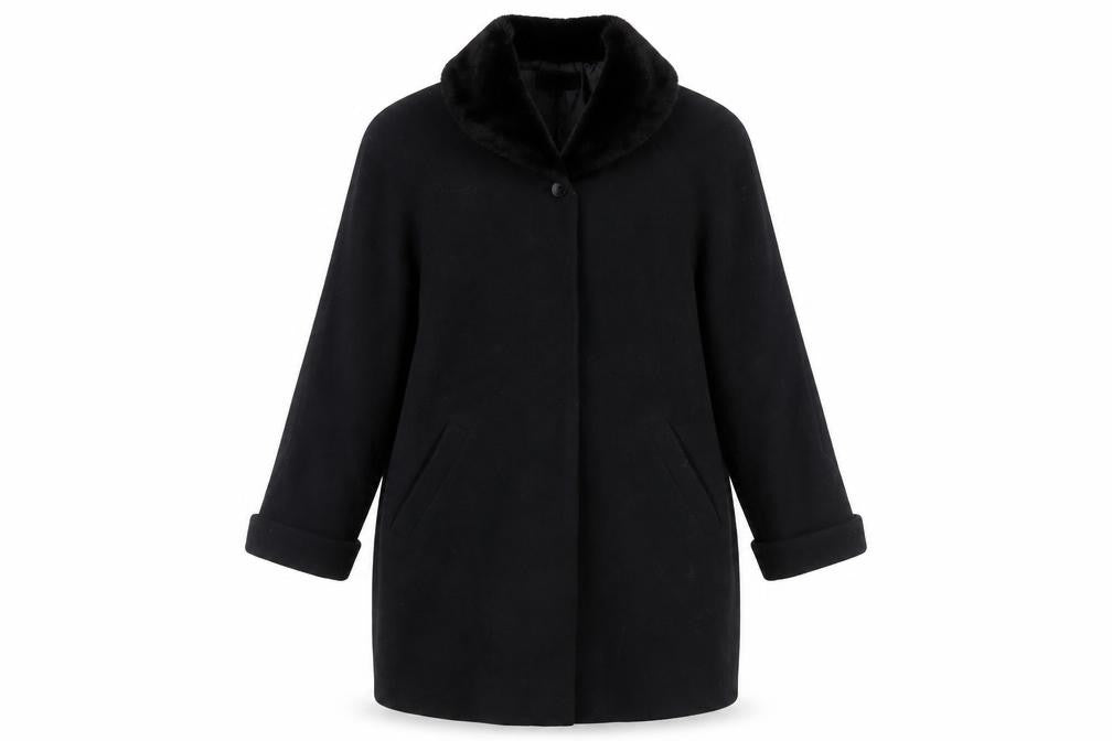 Front view of Marks & Spencer Women's Black Wool Coat, size 12, Formal