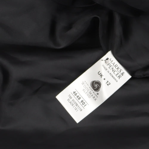 Marks & Spencer Women's Black Wool Coat Size 12 Formal