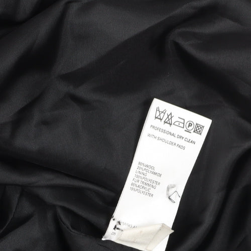 Marks & Spencer Women's Black Wool Coat Size 12 Formal