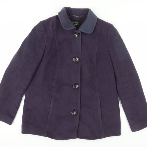 Viyella Women's Purple Wool Blend Coat, Size 8, Classic Style