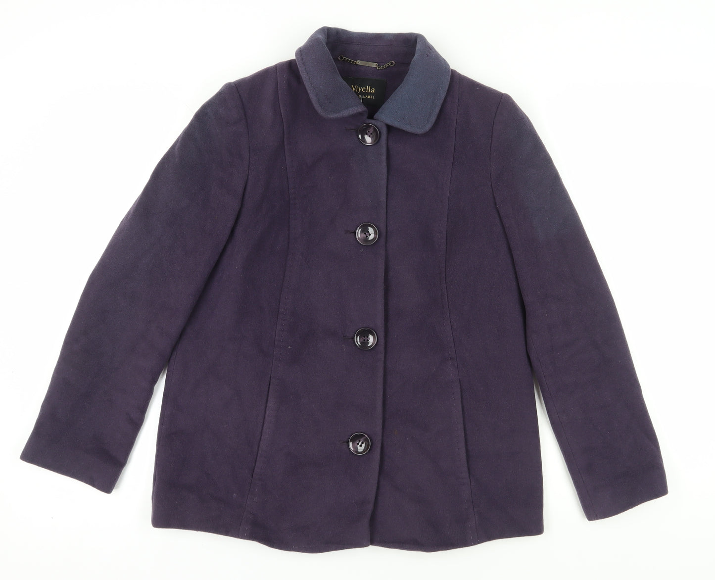 Viyella Women's Purple Wool Blend Coat, Size 8, Classic Style