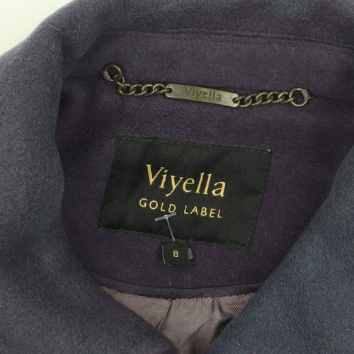 Viyella Women's Purple Wool Blend Coat, Size 8, Classic Style