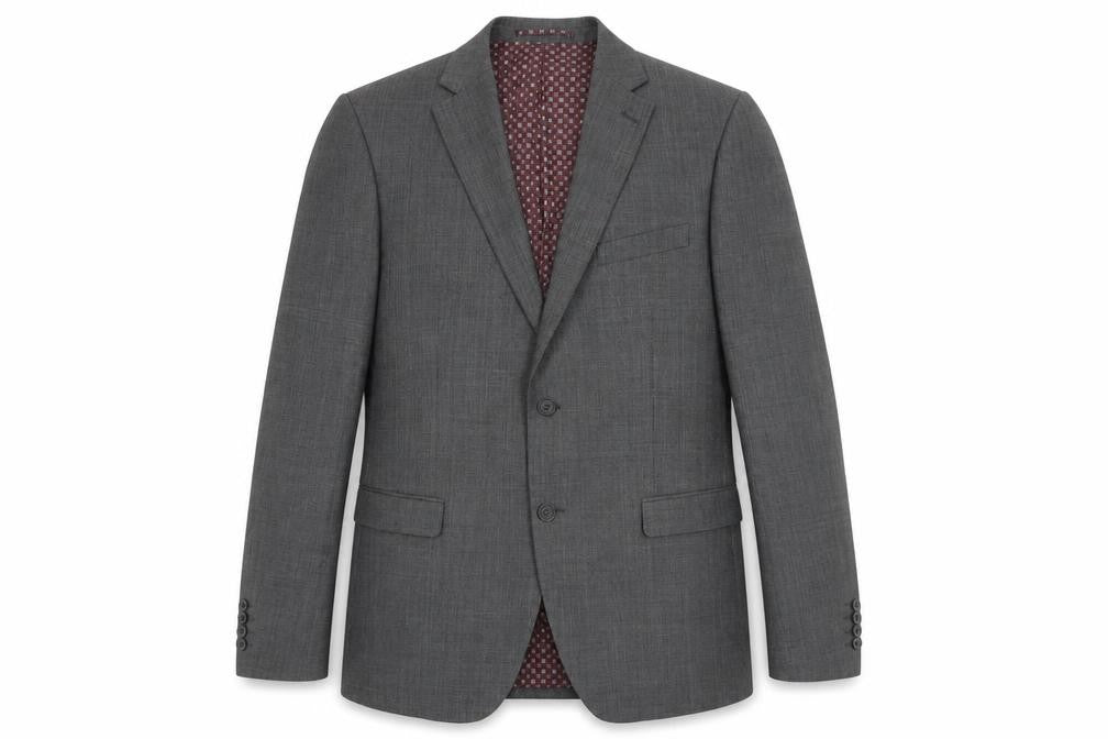 Front view of Skopes Men's Grey Check Blazer 42, Notch Lapel, Formal