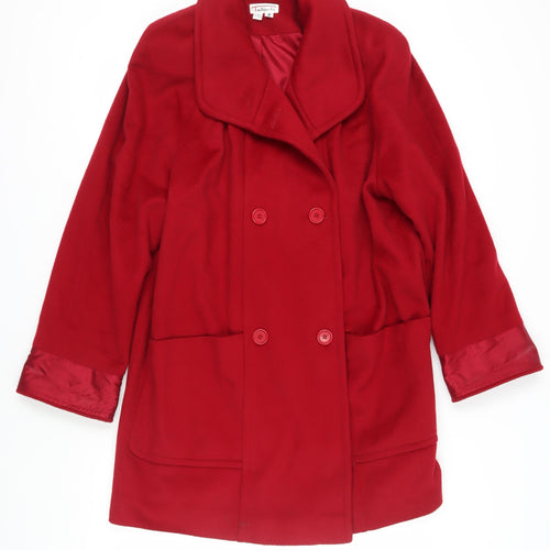 Talbots Women Red Wool Pea Coat, Size 12, Autumn/Winter