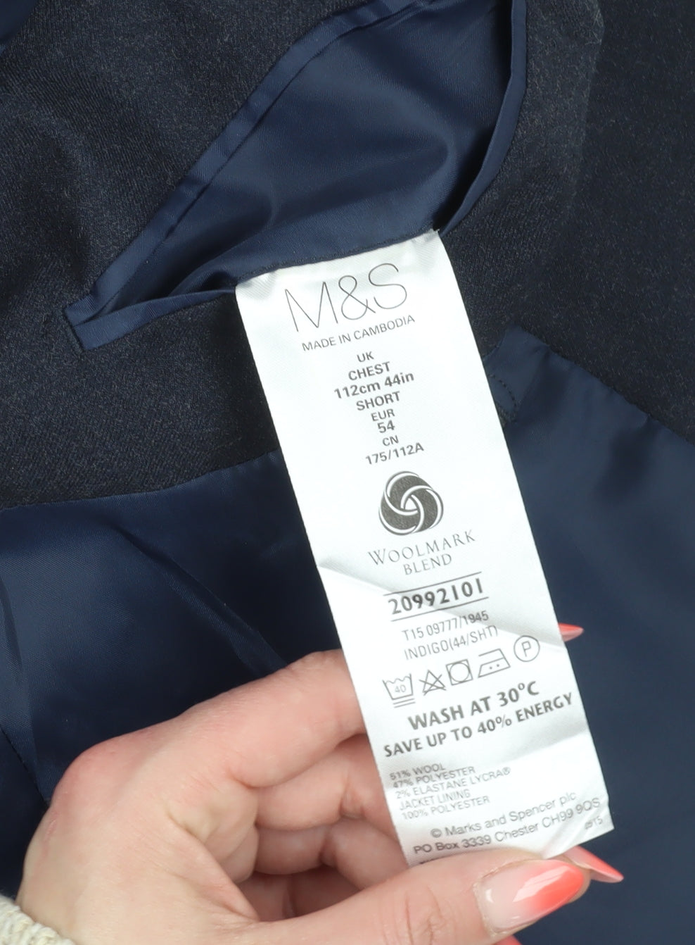 Marks and Spencer Men's Blue Blazer Regular Fit 44